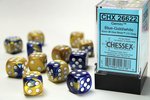 CHESSEX DICE - 16MM D6 (12) GEMINI-BLUE-GOLD/WHITE-board games-The Games Shop