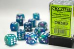 CHESSEX DICE - 16MM D6 (12) FESTIVE WATERLILY/WHITE-board games-The Games Shop