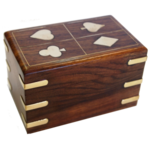 Card Box - 2 Deck Wood with Inlaid Suits Design-card & dice games-The Games Shop