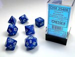 CHESSEX DICE - POLYHEDRAL SET (7) - OPAQUE BLUE / WHITE-gaming-The Games Shop