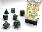 CHESSEX DICE - POLYHEDRAL SET (7) - OPAQUE GREEN / COPPER-gaming-The Games Shop