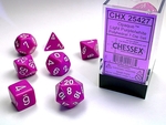 CHESSEX DICE - POLYHEDRAL SET (7) - OPAQUE LIGHT PURPLE / WHITE-gaming-The Games Shop