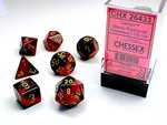 CHESSEX DICE - POLYHEDRAL SET (7) - GEMINI BLACK-RED/GOLD-gaming-The Games Shop