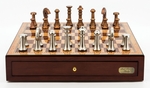 Chess Set - Copper & Silver finish metal pieces on 18" Mahogany finish Board-chess-The Games Shop