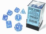 Chessex Dice - Polyhedral Set (7) - Borealis Sky Blue/White Luminary-gaming-The Games Shop