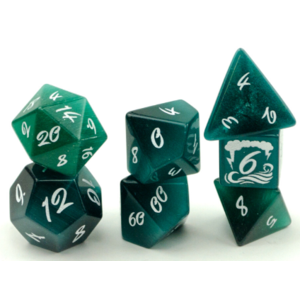 Level up Dice - Polyhedral Set (7) - Stormy Waters Teal Cat's Eye