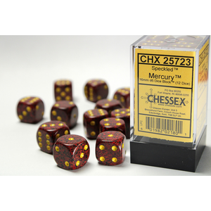 CHESSEX DICE - 16MM D6 (12) SPECKLED MERCURY