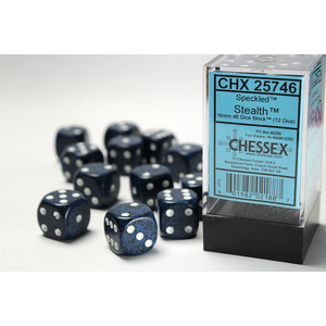 CHESSEX DICE - 16MM D6 (12) SPECKLED STEALTH