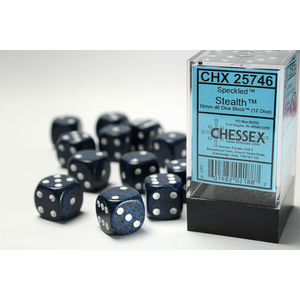 CHESSEX DICE - 16MM D6 (12) SPECKLED STEALTH