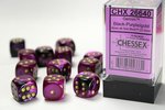 CHESSEX DICE - 16MM D6 (12) GEMINI BLACK-PURPLE/GOLD-board games-The Games Shop