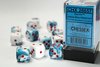 CHESSEX DICE - 16MM D6 (12) GEMINI ASTRALBLUE - WHITE RED-board games-The Games Shop