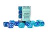 CHESSEX DICE - 16MM D6 (12) GEMINI LUMINARY BLUE-BLUE/LIGHT BLUE-board games-The Games Shop