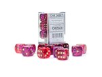 CHESSEX DICE - 16MM D6 (12) GEMINI TRANSLUCENT RED-VIOLET/GOLD-accessories-The Games Shop