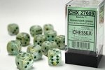 CHESSEX DICE - 16MM D6 (12) MARBLE GREEN/DARK GREEN-accessories-The Games Shop