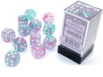 CHESSEX DICE - 16MM D6 (12) NEBULA LUMINARY WISTERIA/WHITE-board games-The Games Shop