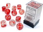 CHESSEX DICE - 16MM D6 (12) NEBULA LUMINARY RED/SILVER-board games-The Games Shop