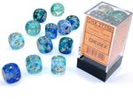 CHESSEX DICE - 16MM D6 (12) NEBULA LUMINARY OCEANIC/GOLD-board games-The Games Shop