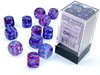 CHESSEX DICE - 16MM D6 (12) NEBULA LUMINARY NOCTURNAL/BLUE-board games-The Games Shop
