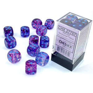 CHESSEX DICE - 16MM D6 (12) NEBULA LUMINARY NOCTURNAL/BLUE