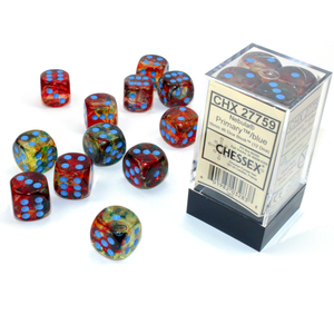 CHESSEX DICE - 16MM D6 (12) NEBULA LUMINARY PRIMARY/BLUE