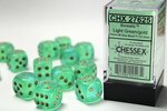 CHESSEX DICE - 16MM D6 (12) BOREALIS LIGHT GREEN/GOLD -accessories-The Games Shop