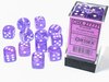 CHESSEX DICE - 16MM D6 (12) BOREALIS LUMINARY PURPLE / WHITE-board games-The Games Shop