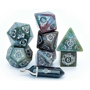 Level up Dice - Polyhedral Set (7) - Helio-Rivet Indian Agate