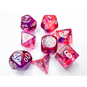 Chessex Dice Set - Polyhedral Set (7+) - Nebula Black Light Special/White