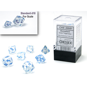 Chessex - Mini Polyhedral Set (7) - Borealis Icicle/Light Blue Luminary