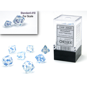 Chessex - Mini Polyhedral Set (7) - Borealis Icicle/Light Blue Luminary