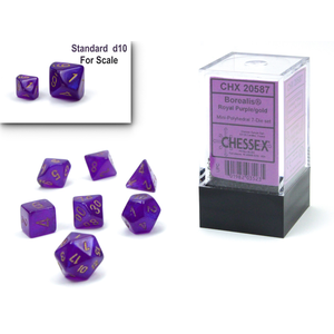 Chessex - Mini Polyhedral Set (7) - Borealis Royal Purple/Gold Luminary