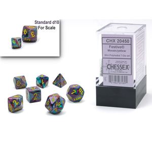 Chessex - Mini Polyhedral Set (7) - Festive Mosaic/Yellow