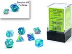 Chessex - Mini Polyhedral Set (7) - Festive Waterlilly/ White-gaming-The Games Shop