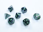 Chessex - Mini Polyhedral Set (7) - Gemini Black-Grey/Green-gaming-The Games Shop