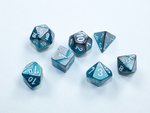 Chessex - Mini Polyhedral Set (7) - Gemini Steel-Teal/White-gaming-The Games Shop