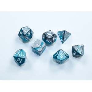 Chessex - Mini Polyhedral Set (7) - Gemini Steel-Teal/White