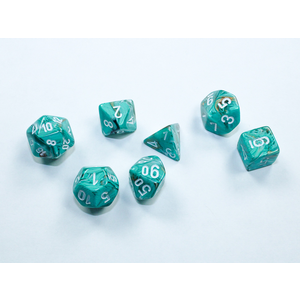 Chessex - Mini Polyhedral Set (7) - Marble Oxi-Copper/White