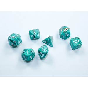 Chessex - Mini Polyhedral Set (7) - Marble Oxi-Copper/White