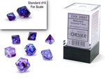 Chessex - Mini Polyhedral Set (7) - Nebula Nocturnal/Blue Luminary-gaming-The Games Shop