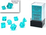 Chessex - Mini Polyhedral Set (7) - Translucent Teal/White-gaming-The Games Shop