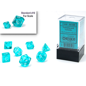 Chessex - Mini Polyhedral Set (7) - Translucent Teal/White