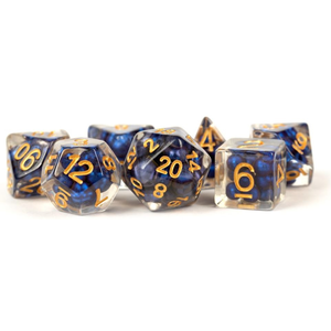MDG Dice - Resin Polyhedral Set - Royal Blue with Gold NUmbers
