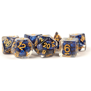 MDG Dice - Resin Polyhedral Set - Royal Blue with Gold NUmbers