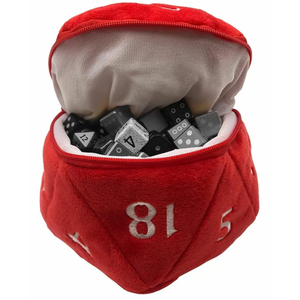 Dice Bag - PLush D20 Red & White