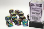CHESSEX DICE - 16MM D6 (12) FESTIVE MOSAIC/YELLOW-board games-The Games Shop