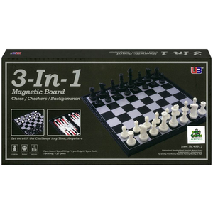 3 in 1 Magnetic Chess Checkers & Backgammon - 14"