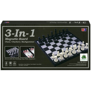 3 in 1 Magnetic Chess Checkers & Backgammon - 14"