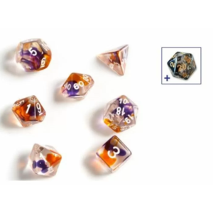 Sirius Dice Polyhedral set (7) - Purple Orange Clear
