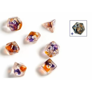 Sirius Dice Polyhedral set (7) - Purple Orange Clear