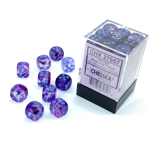 CHESSEX - 12MM D6 DICE BLOCK (36) - NOCTURNAL/BLUE LUMINARY